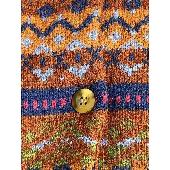 Vintage Eddie Bauer Button Up Cardigan Sweater Sz Large 100% Lambs Wool - Picture 5 of 9